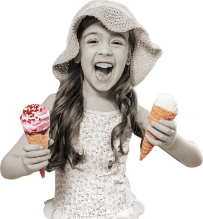 Girl having ice cream cones